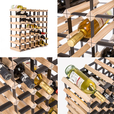 Emperio 42 Bottle Steel & Pine Wood Wine Rack